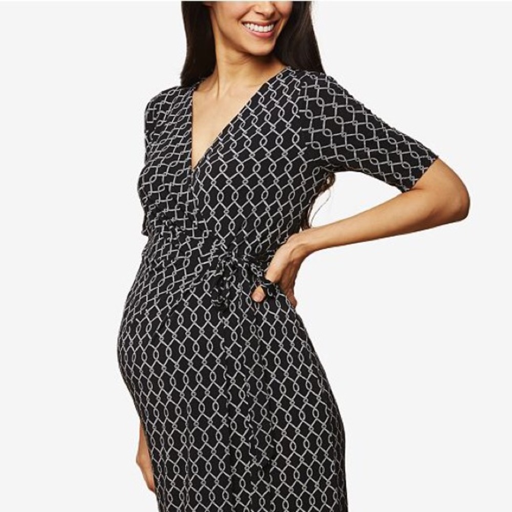 Motherhood Maternity Chain Pattern Wrap Dress